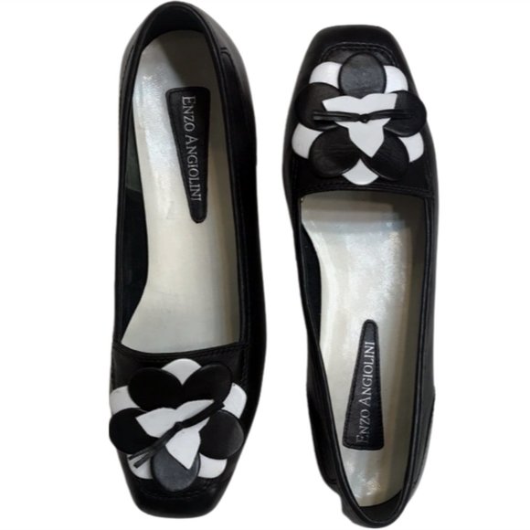 Enzo Angiolini Leather Color Block layered Loafer Flats - Picture 5 of 11